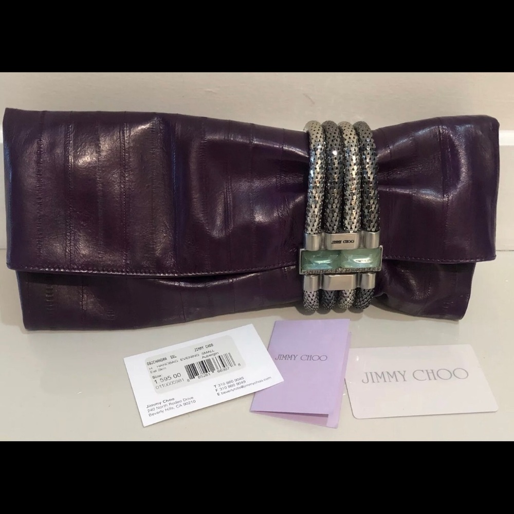 ❤️SOLD❤️$1595 NWT JIMMY CHOO ELL SKIN CHANDRA CLUTCH